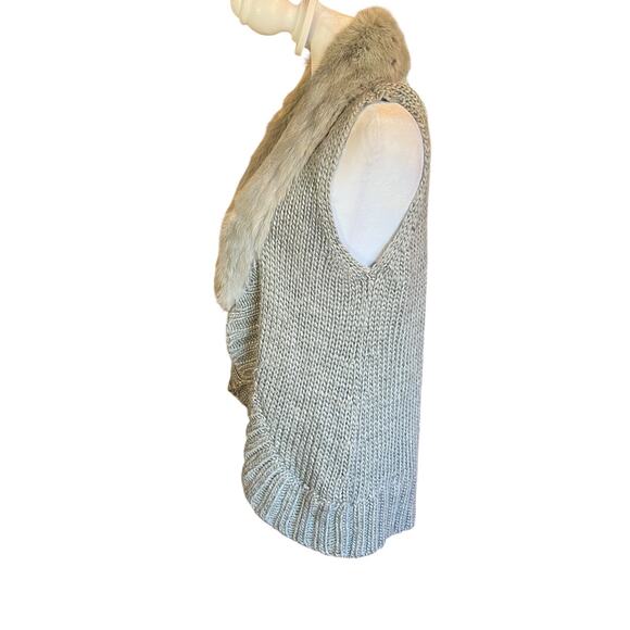 Fenn Wright Sz M Knit Alpaca Sweater Cardigan Jacket Wool real fur Manson grey - Picture 2 of 4